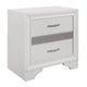 Nightstand with 2 Drawers | Silver Glitter Accents | Glam White