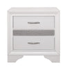 Nightstand with 2 Drawers | Silver Glitter Accents | Glam White