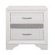 Nightstand with 2 Drawers | Silver Glitter Accents | Glam White