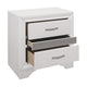 Nightstand with 2 Drawers | Silver Glitter Accents | Glam White