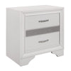 Nightstand with 2 Drawers | Silver Glitter Accents | Glam White