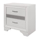 Nightstand with 2 Drawers | Silver Glitter Accents | Glam White