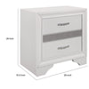 Nightstand with 2 Drawers | Silver Glitter Accents | Glam White