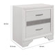 Nightstand with 2 Drawers | Silver Glitter Accents | Glam White