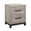 Xora Nightstand | 2 Drawers | 2 Tone Gray Faux Wood with Metal Accents