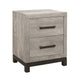 Xora Nightstand | 2 Drawers | 2 Tone Gray Faux Wood with Metal Accents
