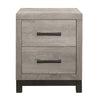 Xora Nightstand | 2 Drawers | 2 Tone Gray Faux Wood with Metal Accents