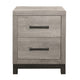 Xora Nightstand | 2 Drawers | 2 Tone Gray Faux Wood with Metal Accents
