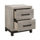 Xora Nightstand | 2 Drawers | 2 Tone Gray Faux Wood with Metal Accents