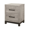 Xora Nightstand | 2 Drawers | 2 Tone Gray Faux Wood with Metal Accents