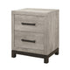 Xora Nightstand | 2 Drawers | 2 Tone Gray Faux Wood with Metal Accents