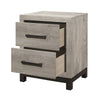 Xora Nightstand | 2 Drawers | 2 Tone Gray Faux Wood with Metal Accents