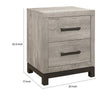 Xora Nightstand | 2 Drawers | 2 Tone Gray Faux Wood with Metal Accents
