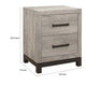 Xora Nightstand | 2 Drawers | 2 Tone Gray Faux Wood with Metal Accents