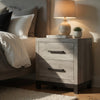 Xora Nightstand | 2 Drawers | 2 Tone Gray Faux Wood with Metal Accents