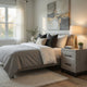 Xora Nightstand | 2 Drawers | 2 Tone Gray Faux Wood with Metal Accents