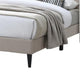 Queen Size Platform Bed | Geometric Tufted Upholstery | Light Brown