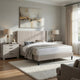 Queen Size Platform Bed | Geometric Tufted Upholstery | Light Brown