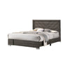 Queen Size Platform Bed with Chevron Pattern Headboard | Dark Gray