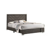 Queen Size Platform Bed with Chevron Pattern Headboard | Dark Gray