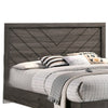 Queen Size Platform Bed with Chevron Pattern Headboard | Dark Gray