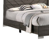 Queen Size Platform Bed with Chevron Pattern Headboard | Dark Gray