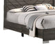 Queen Size Platform Bed with Chevron Pattern Headboard | Dark Gray