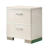 Nightstand with Chrome Metal Accents | USB Port | 2 Drawers | Gloss White