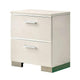 Nightstand with Chrome Metal Accents | USB Port | 2 Drawers | Gloss White