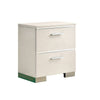 Nightstand with Chrome Metal Accents | USB Port | 2 Drawers | Gloss White
