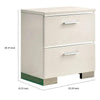 Nightstand with Chrome Metal Accents | USB Port | 2 Drawers | Gloss White