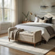 Modern Storage Bench with Tufted Lift-Top | 50 Inch Walnut Brown Frame
