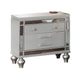 Nightstand | 2 Snakeskin Embossed Drawers | Mirror Front | Classic Silver