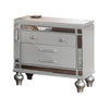 Nightstand | 2 Snakeskin Embossed Drawers | Mirror Front | Classic Silver