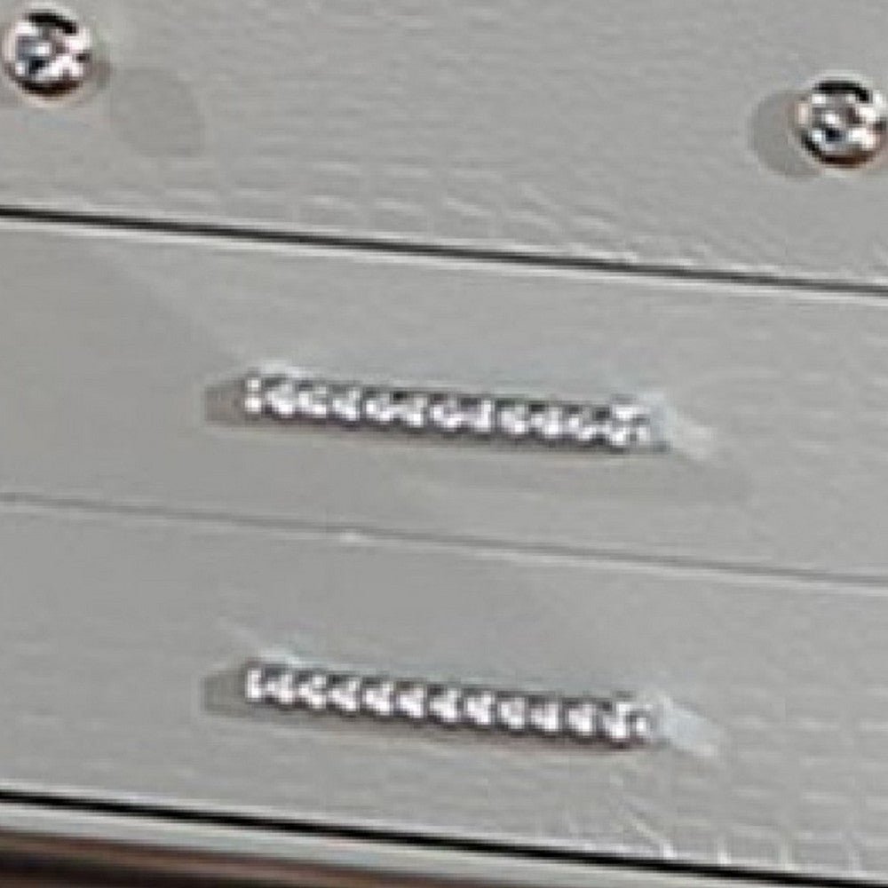 Nightstand | 2 Snakeskin Embossed Drawers | Mirror Front | Classic Silver