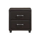 Kely Nightstand | 2 Drawers | Silver Bar Pulls | Dark Brown Faux Leather