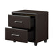 Kely Nightstand | 2 Drawers | Silver Bar Pulls | Dark Brown Faux Leather