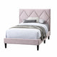Full Size Bed | Adjustable Headboard | Foam Fill Pink Velvet Upholstery