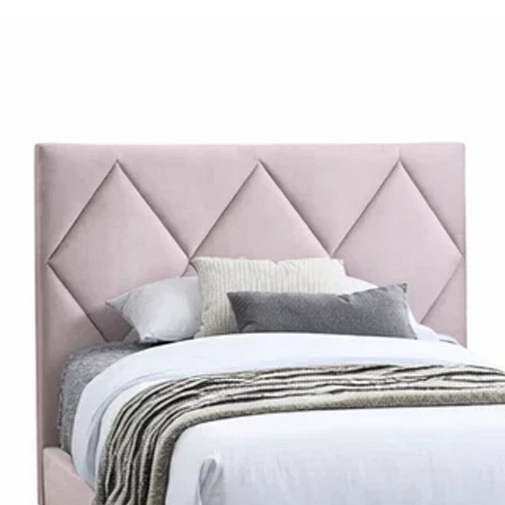 Full Size Bed | Adjustable Headboard | Foam Fill Pink Velvet Upholstery