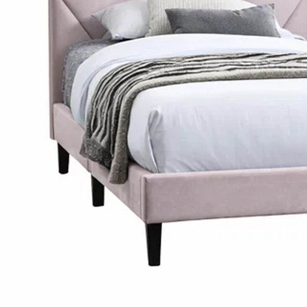 Full Size Bed | Adjustable Headboard | Foam Fill Pink Velvet Upholstery