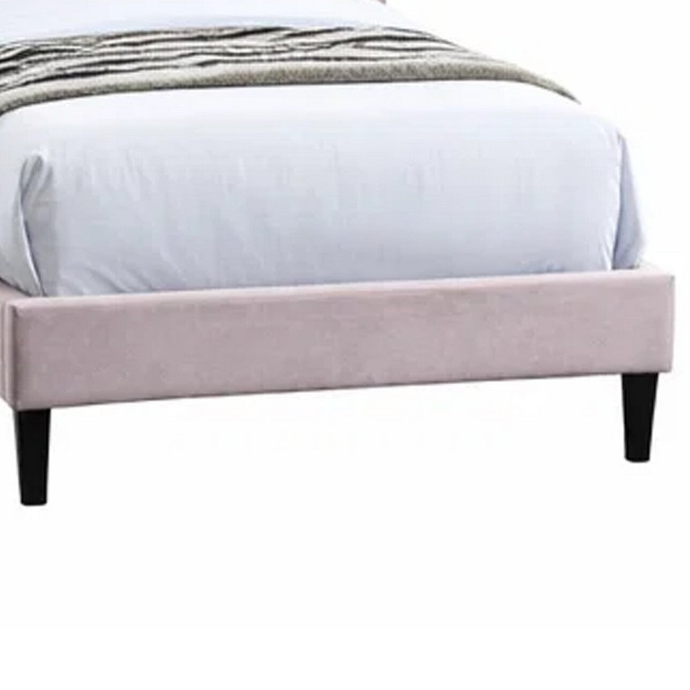 Full Size Bed | Adjustable Headboard | Foam Fill Pink Velvet Upholstery