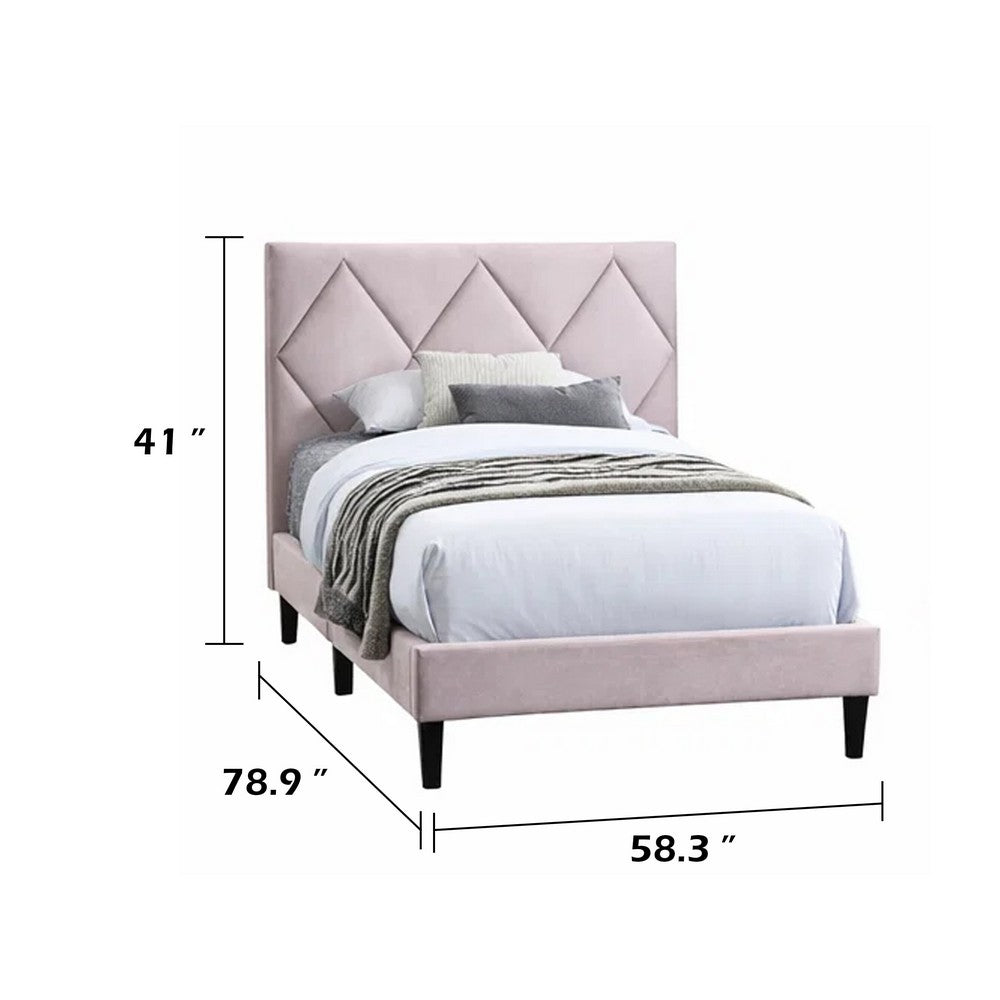 Full Size Bed | Adjustable Headboard | Foam Fill Pink Velvet Upholstery