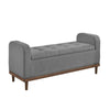 Accent Bench w Lift Top Storage | Tufted Gray Polyester | Walnut Brown 50"