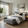 Accent Bench w Lift Top Storage | Tufted Gray Polyester | Walnut Brown 50"