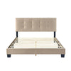 Berry Queen Platform Bed |  Adjustable Headboard | Brown Velvet Upholstery