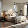 Berry Queen Platform Bed |  Adjustable Headboard | Brown Velvet Upholstery