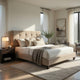 Berry Queen Platform Bed |  Adjustable Headboard | Brown Velvet Upholstery
