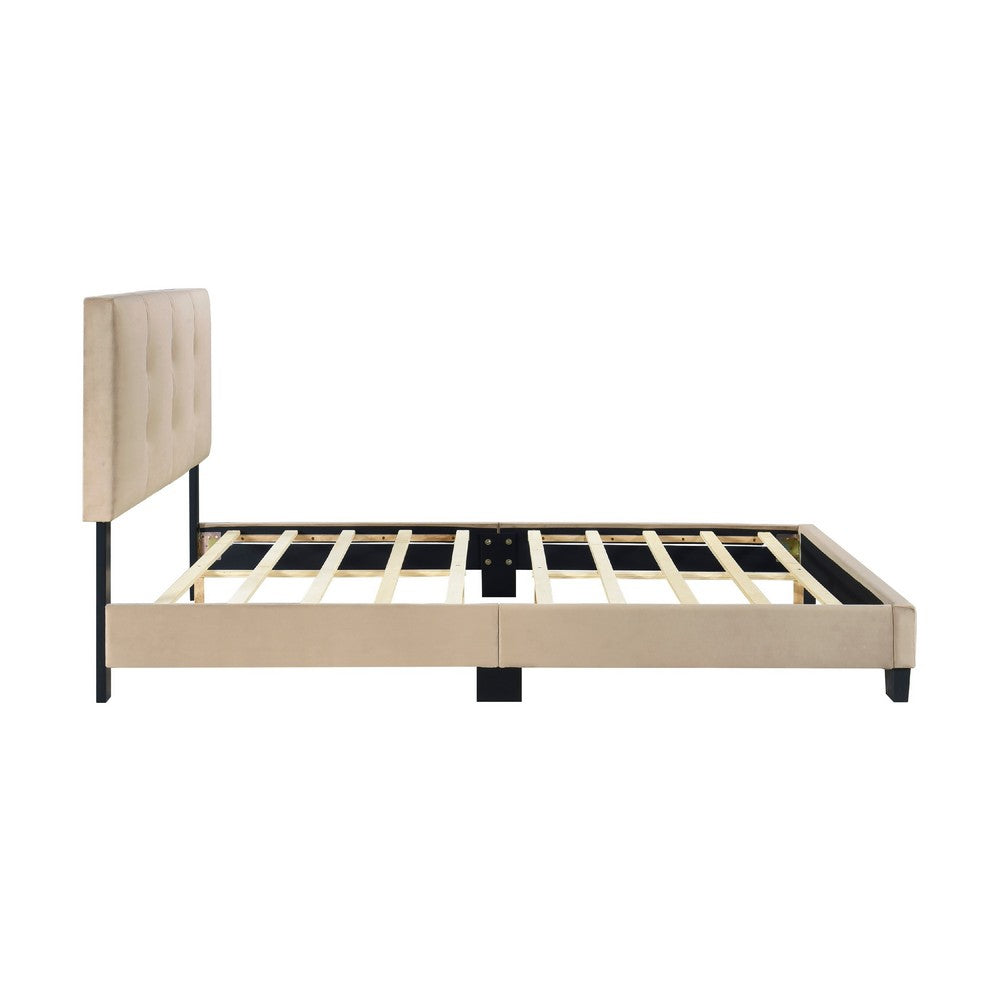 Berry Full Platform Bed |  Adjustable Headboard | Brown Velvet Upholstery