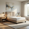 Berry Twin Platform Bed |  Adjustable Headboard | Brown Velvet Upholstery