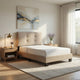 Berry Twin Platform Bed |  Adjustable Headboard | Brown Velvet Upholstery